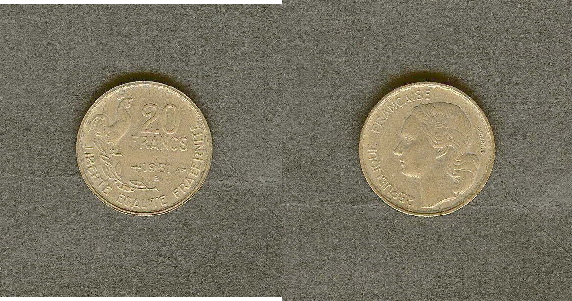 20 francs G. Guiraud 1951 Beaumont-Le-Roger